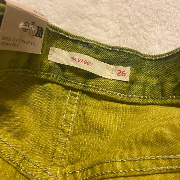 Levi’s distressed 94’ baggy mid-rise straight leg barrel green jeans size 26x31 - Picture 9 of 11
